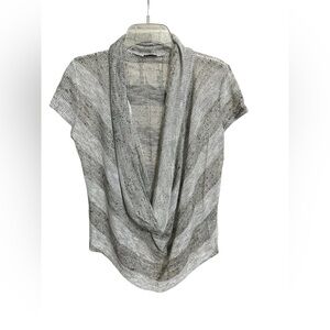 Vanity Silver-Gray Striped Knit Draped Cowl Neck- NWOT L